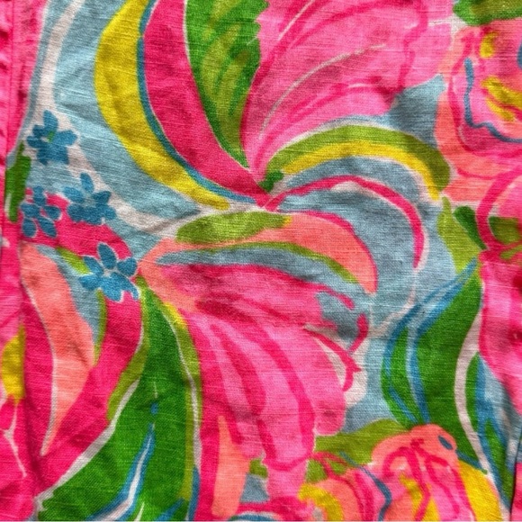 Lilly Pulitzer XS The Beach Pant - 100% Linen - Vibrant Floral Print - Picture 3 of 12